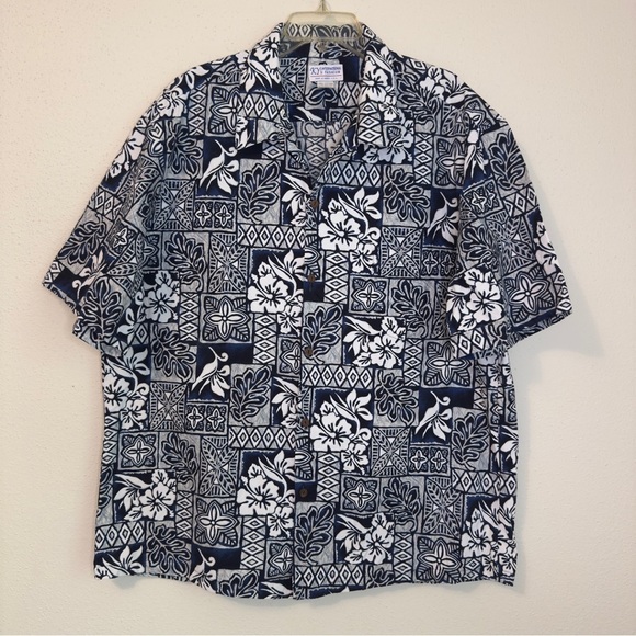 KY’s International Fashion Other - Ky's Made In Hawaii Aloha Hawaiian Short Sleeve Button Up Shirt Blue Floral 2XL